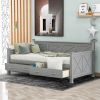 Rustic Gray Twin Size Daybed with 2 Spacious Drawers | Modern X-Frame Design for Cozy Casual Style