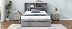 FULL SIZE GRAY PLATFORM BED w/ STORAGE HEADBOARD & 2 DRAWERS | MODERN SLEEP SOLUTION