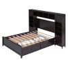 LUXURY FULL SIZE WOODEN BED W/ STORAGE SHELVES & CABINET - ESPRESSO FINISH | SPACE-SAVING DESIGN