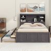 ULTIMATE FULL-SIZE PLATFORM BED w/ STORAGE, USB CHARGING, TWIN TRUNDLE & 3 DRAWERS | ANTIQUE BROWN