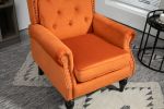 VIBRANT ORANGE MODERN WOOD ACCENT CHAIR | STYLISH COOLMORE LOUNGE SEAT - STURDY WOOD FRAME & LEGS FOR LIVING ROOM/BEDROOM