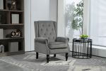 COOLMORE Wood Frame Armchair, Modern Accent Chair Lounge Chair with Sturdy Wood Legs for Living Room Bedroom(Dark Gray)