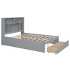 FULL SIZE GRAY PLATFORM BED w/ STORAGE HEADBOARD & 2 DRAWERS | MODERN SLEEP SOLUTION