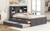 ULTIMATE FULL-SIZE PLATFORM BED w/ STORAGE, USB CHARGING, TWIN TRUNDLE & 3 DRAWERS | ANTIQUE BROWN