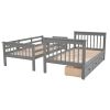 GRAY TWIN-OVER-TWIN BUNK BED WITH 3 DRAWERS - SPACE SAVER FOR BEDROOM & DORM