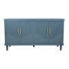 LARGE 60" 4-DOOR BLUE STORAGE CABINET | VERSATILE FOR LIVING ROOM, KITCHEN & BEDROOM