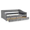 Luxurious Grey Tufted Daybed with Drawers | Upholstered Sofa Bed with Copper Nail Accents & Button Detail