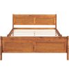 QUEEN SIZE OAK WOOD PLATFORM BED | STURDY SLAT SUPPORT & ELEGANT HEADBOARD