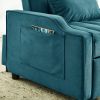 Luxurious 3-in-1 Blue Velvet Armchair Sofa Bed | Modern Convertible Couch for Living Room