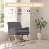 Upholstered Rocking Chair with and Solid Wood Base - Gray