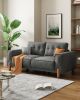 Couches for Living Room,Modern Fabric Upholstered Sofa Tufted Couch with Square Arm and 4 Solid Wood Legs 2 Pillows Decor for Living Room, Office