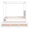 STUNNING WHITE QUEEN CANOPY PLATFORM BED WITH TWIN TRUNDLE & 3 STORAGE DRAWERS