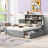 Modern Gray Full Size Storage Platform Bed w/ Headboard & USB Charging | 4 Drawer Sleek Design