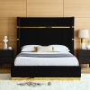 QUEEN CORDUROY BED FRAME - 65" WINGBACK HEADBOARD | NO BOX SPRING NEEDED!