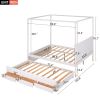 STUNNING WHITE QUEEN CANOPY PLATFORM BED WITH TWIN TRUNDLE & 3 STORAGE DRAWERS