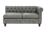 SLATE GREY LUXURY LEATHERETTE 4PC SECTIONAL SET | REVERSIBLE LOVESSEAT & OTTOMAN | TUFTED COMFORT