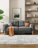 Couches for Living Room,Modern Fabric Upholstered Sofa Tufted Couch with Square Arm and 4 Solid Wood Legs 2 Pillows Decor for Living Room, Office