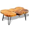 Rustic Elegance: 13.8" Solid Sheesham Wood Coffee Table with 6 Trunks – Timeless Brown Beauty