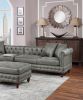 SLATE GREY LUXURY LEATHERETTE 4PC SECTIONAL SET | REVERSIBLE LOVESSEAT & OTTOMAN | TUFTED COMFORT