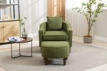 Accent Chair with Ottoman - Mid Century Modern Barrel Chair Upholstered Club Tub Round Arms Chair for Living Room