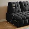 LUXURY BLACK VELVET SOFA BED | PULL-OUT, REMOVABLE BACKREST, USB PORT & SWIVEL PHONE STAND