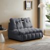 Luxurious Modern Gray Velvet Sofa Bed | Pull-Out Bed with Removable Backrest, USB Port, & Swivel Phone Stand