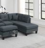 CHARCOAL 3-PCS SECTIONAL SOFA SET | LAF & RAF CHAISE + STORAGE OTTOMAN | LINEN-LIKE FABRIC LIVING ROOM FURNITURE