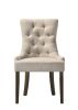 Farren Side Chair, Beige Fabric & Espresso Finish (set of 2)