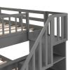 FULL-OVER-FULL STAIRWAY BUNK BED WITH STORAGE – GRAY BEDROOM & DORM SOLUTION