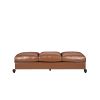 STUNNING COGNAC BROWN 84" RETRO SOFA – MID-CENTURY 3-SEATER WITH ROLLED ARMS, ELEGANT PU LEATHER COUCH