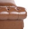 STUNNING COGNAC BROWN 84" RETRO SOFA – MID-CENTURY 3-SEATER WITH ROLLED ARMS, ELEGANT PU LEATHER COUCH