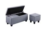 Large Storage Ottoman Bench Set, 3 in 1 Combination Ottoman, Tufted Ottoman Linen Bench for Living Room, Entryway, Hallway