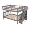 FULL-OVER-FULL STAIRWAY BUNK BED WITH STORAGE – GRAY BEDROOM & DORM SOLUTION