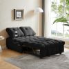 LUXURY BLACK VELVET SOFA BED | PULL-OUT, REMOVABLE BACKREST, USB PORT & SWIVEL PHONE STAND