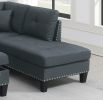 CHARCOAL 3-PCS SECTIONAL SOFA SET | LAF & RAF CHAISE + STORAGE OTTOMAN | LINEN-LIKE FABRIC LIVING ROOM FURNITURE