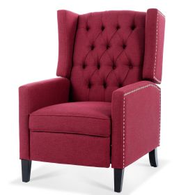 Luxurious 27.16” Wingback Recliner Chair – Elegant Manual Comfort for Stylish Relaxation (Color: wine red)