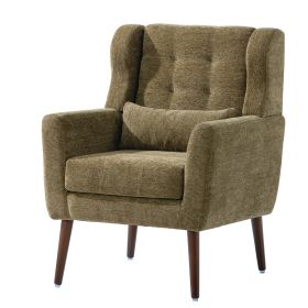 Cozy Mid-Century Modern Accent Chair | Chenille Fabric Lounge Armchair - Comfy Foam-Filled Upholstery for Living Room & Reading Nook (Color: as Pic)