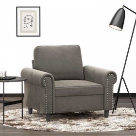 Sofa Chair Light Gray 23.6" Velvet (Color: Gray)