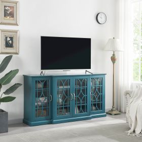 63" TV Stand, Sideboard Buffet ,Storage Cabinet, Teal Blue (Color: as Pic)