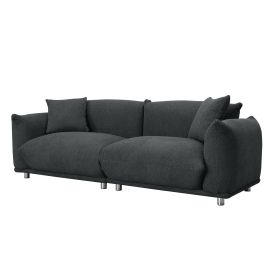 Ultra-Cozy Sherpa Loveseat Sofa - Oversized 3-Seater with Metal Legs, Solid Wood Frame, & 2 Plush Pillows | Perfect for Living Room Comfort (Color: as Pic)