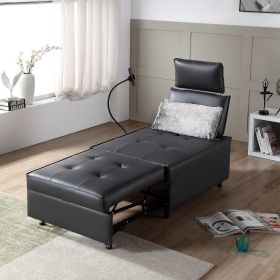 Ultimate 3-in-1 Sofa Bed: Bluetooth Speaker Chair, Reclining Futon with 2 USB Ports & Phone Holder (Color: Black)