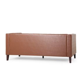 Mirod Comfy 3-seat Sofa with Tufted Back , Modern for Living Room (Color: Light Brown)