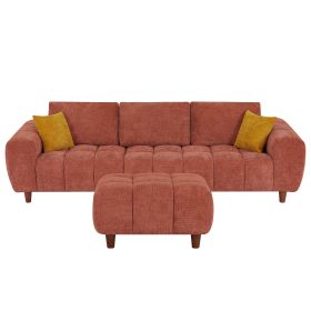 LUXE CARAMEL CONVERTIBLE SECTIONAL | MODERN L-SHAPED MARSHMALLOW SOFA COUCH (Color: Caramel)