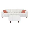 Luxurious Cream Convertible Sectional Sofa | Modern L-Shaped Fabric Couch for Living Room & Office | Stylish White Marshmallow Design