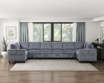 Luxurious 8-Piece Modular Sectional Sofa with Storage & Side Pockets – Versatile & Stylish Seating (Color: Dark Gray)