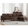 Ultimate 5-Seat Modular Sofa with Storage Ottoman | Convertible L-Shaped Sectional Couch | Reversible Chaise & Riveted Design