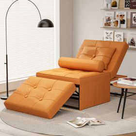 Ultimate 4-in-1 Convertible Sofa Bed | Multi-Function Folding Ottoman with Adjustable Backrest for Living Room & Office 71.9”W (Color: Orange)