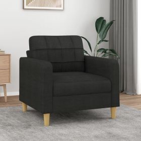 Modern Onyx Black Fabric Sofa Chair | 23.6" Sleek Lounge Seating (Color: Black)