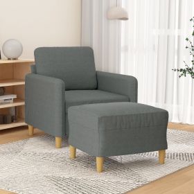 Sofa Chair with Footstool Dark Gray 23.6" Fabric (Color: Gray)