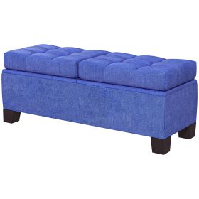 Stylish 46" Upholstered Storage Ottoman Bench | Tufted End of Bed Seat with Steel Frame & Safety Hinges for Living Room, Entryway (Color: as Pic)